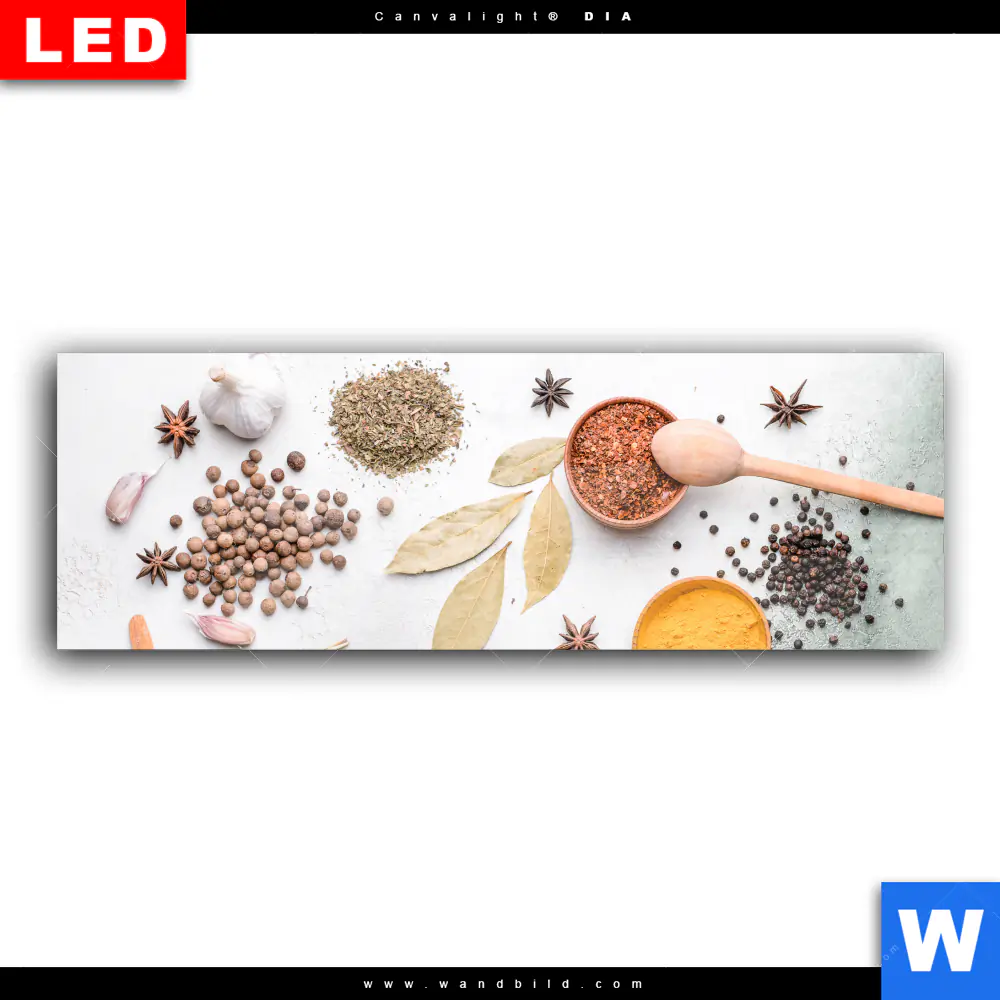 Wechselmotiv Acrylglas Canvalight® DIA | Gewürze auf hellem Untergrund | Panorama - Image 2