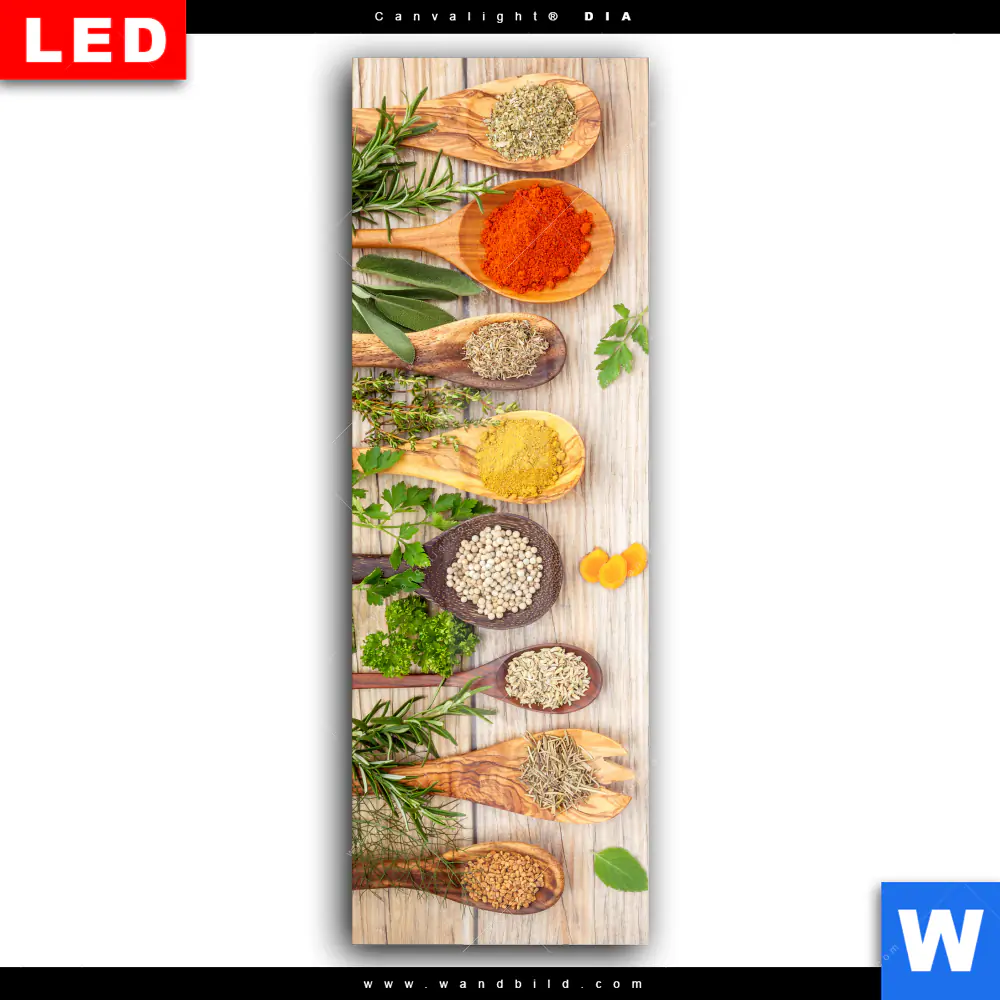 Wechselmotiv Acrylglas Canvalight® DIA | Gewürze auf hölzernen Löffeln | Schmal - Image 2