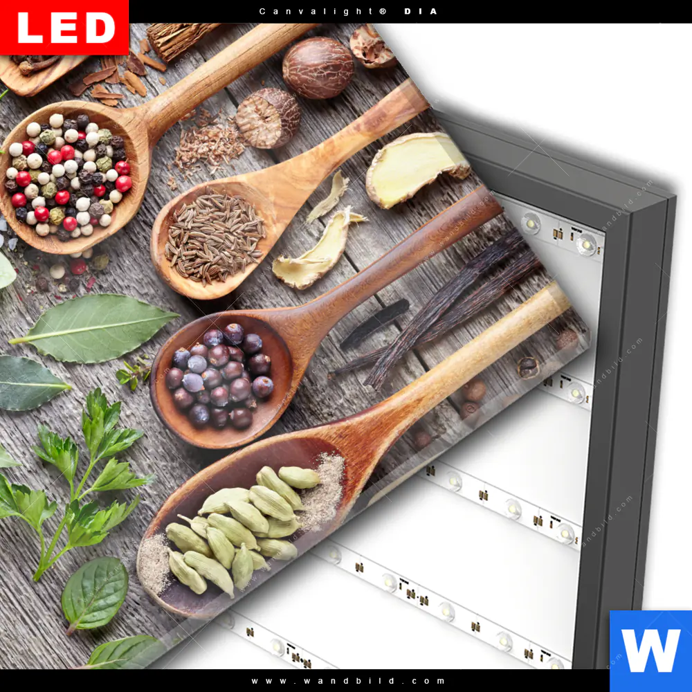 Wechselmotiv Acrylglas Canvalight® DIA | Gewürze auf Holzlöffeln | Quadrat - Image 3