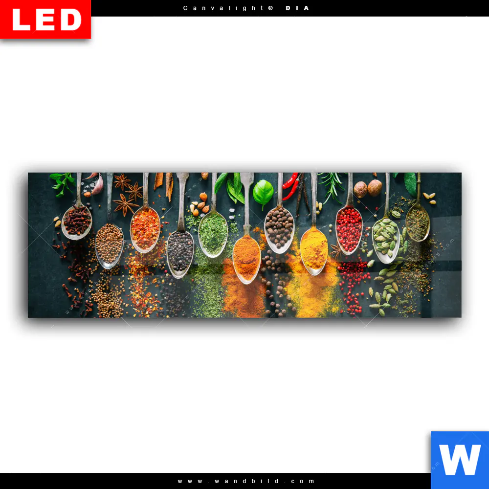 Wechselmotiv Acrylglas Canvalight® DIA | Gewürze auf Löffeln | Panorama - Image 2