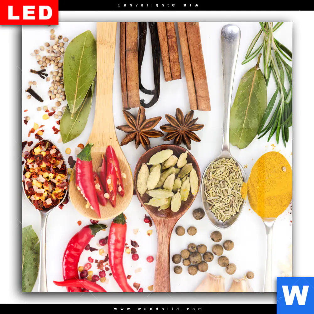 Wechselmotiv Acrylglas Canvalight® DIA | Gewürze auf Löffeln - weiß | Quadrat - Image 2