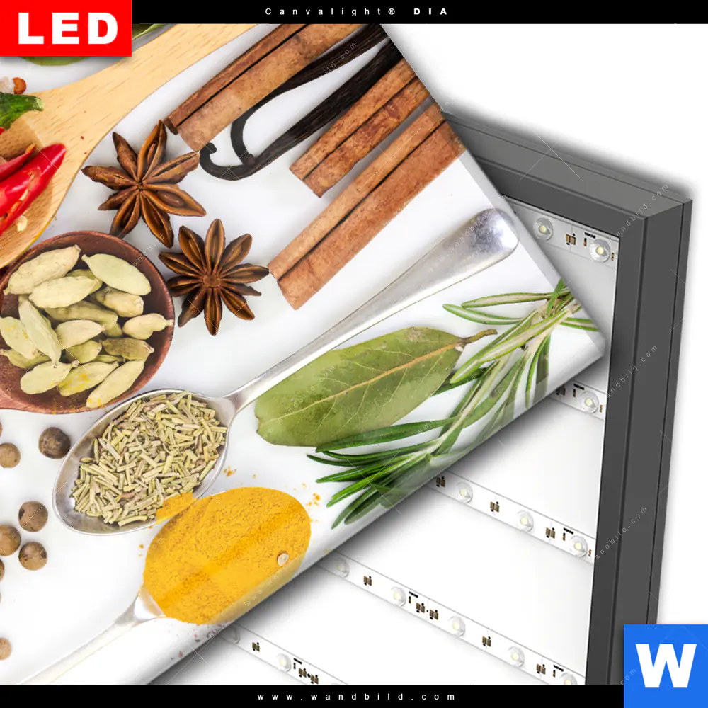 Wechselmotiv Acrylglas Canvalight® DIA | Gewürze auf Löffeln - weiß | Quadrat - Image 3