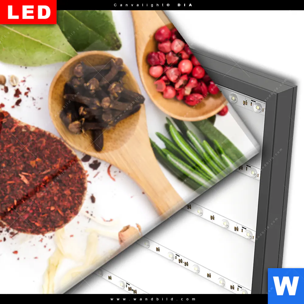 Wechselmotiv Acrylglas Canvalight® DIA | Gewürze auf Löffeln - weiß | Schmal - Image 3
