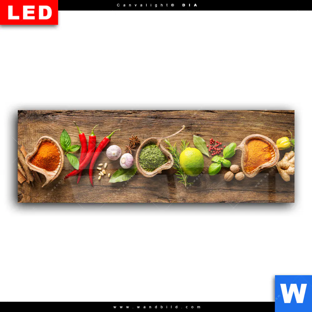 Wechselmotiv Acrylglas Canvalight® DIA | Gewürze & Kräuter auf Holz | Panorama - Image 2
