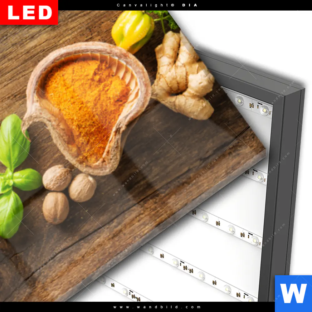 Wechselmotiv Acrylglas Canvalight® DIA | Gewürze & Kräuter auf Holz | Panorama - Image 3