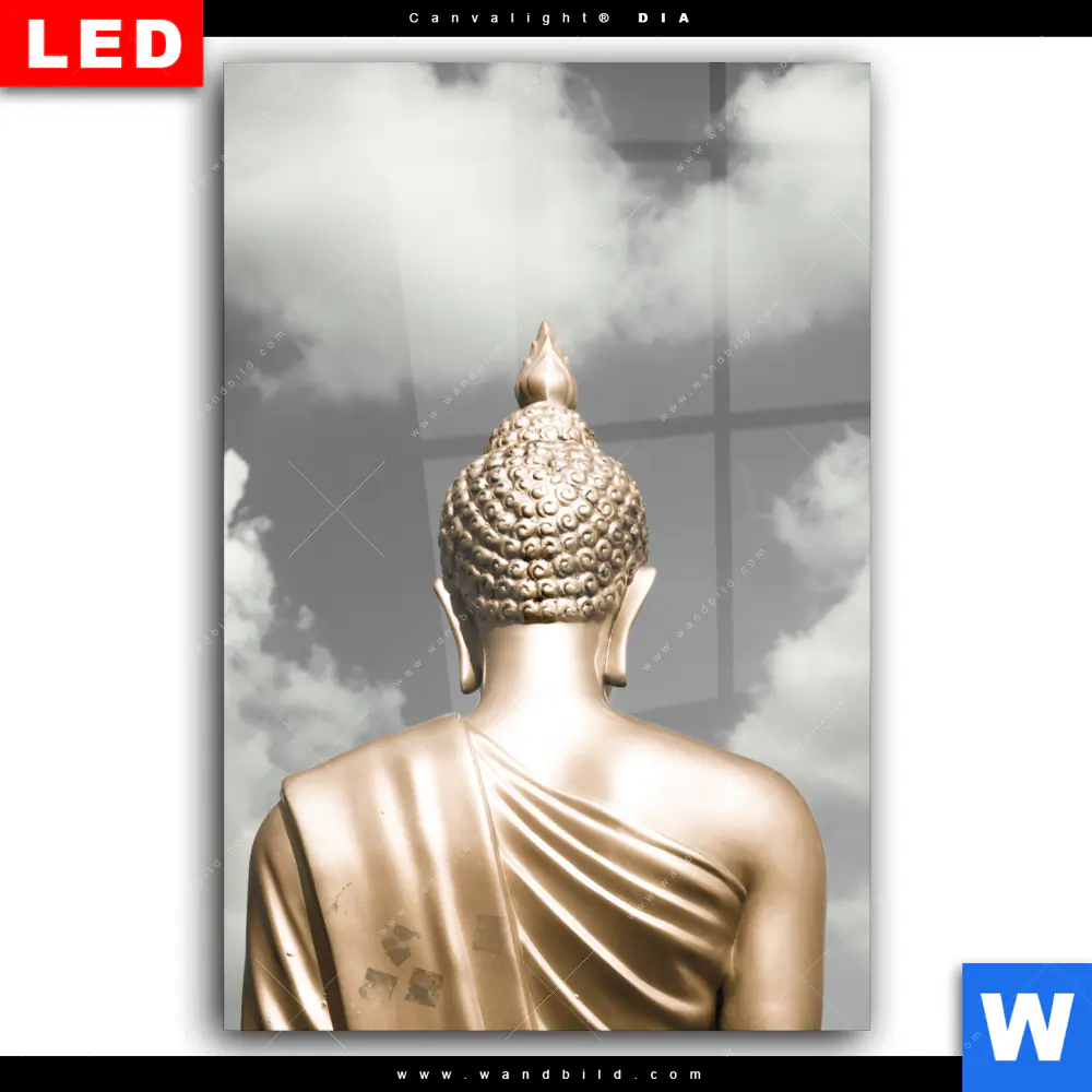 Wechselmotiv Acrylglas Canvalight® DIA | Goldene Buddha Statue | Hochformat - Image 2