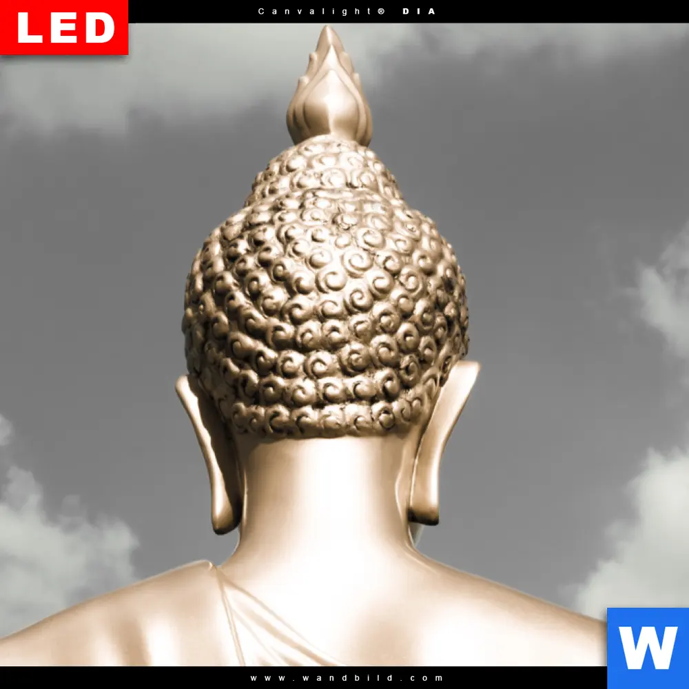 Wechselmotiv Acrylglas Canvalight® DIA | Goldene Buddha Statue | Hochformat - Image 4