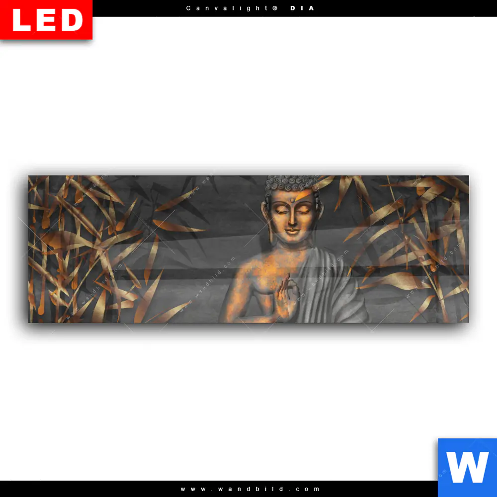 Wechselmotiv Acrylglas Canvalight® DIA | Goldener Buddha & Bambus | Panorama - Image 2