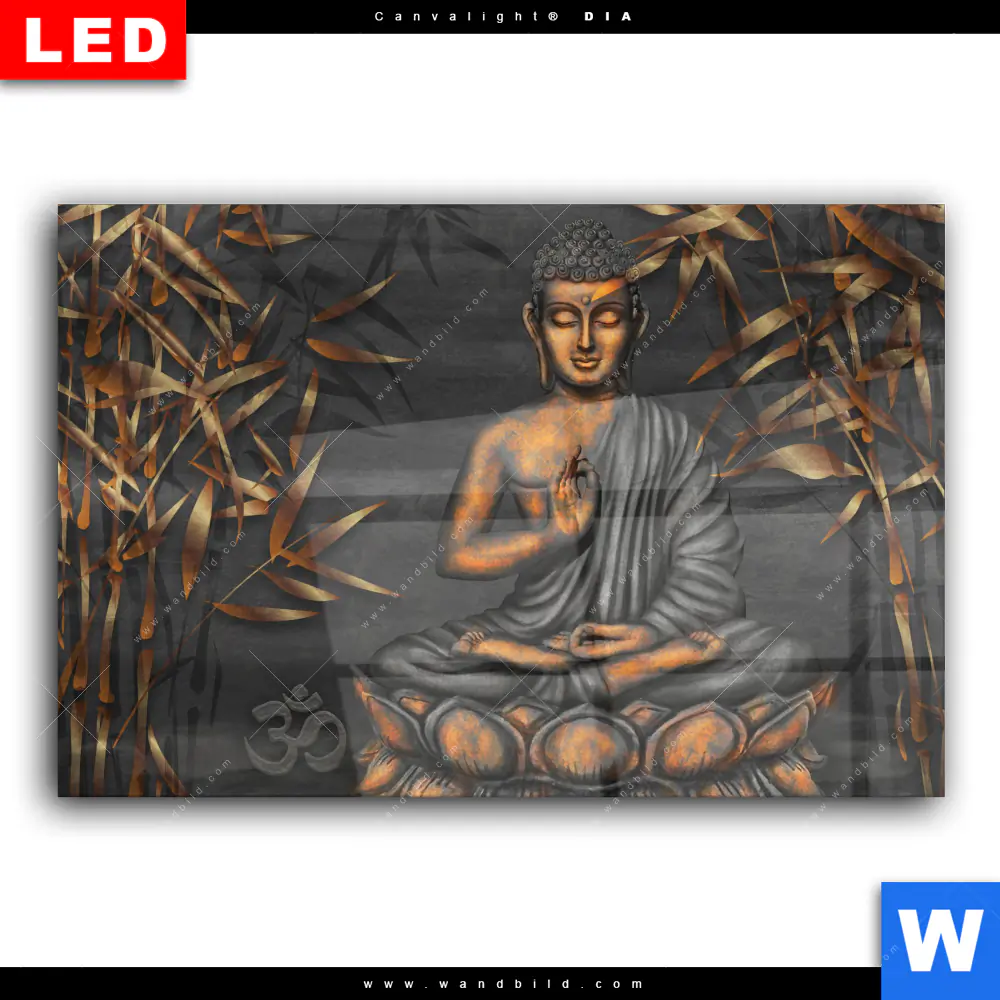 Wechselmotiv Acrylglas Canvalight® DIA | Goldener Buddha & Bambus | Querformat - Image 2