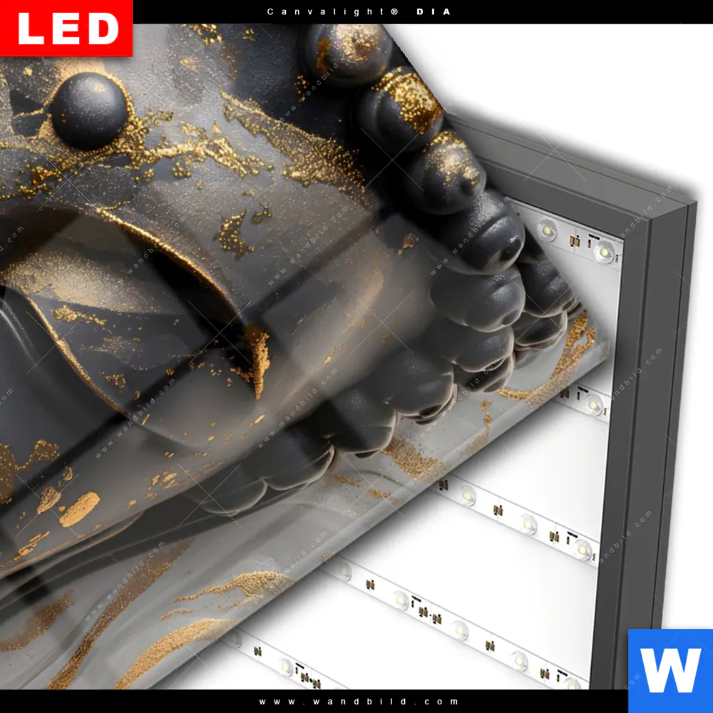 Wechselmotiv Acrylglas Canvalight® DIA | Goldener Buddha Fluid Art | Hochformat - Image 3