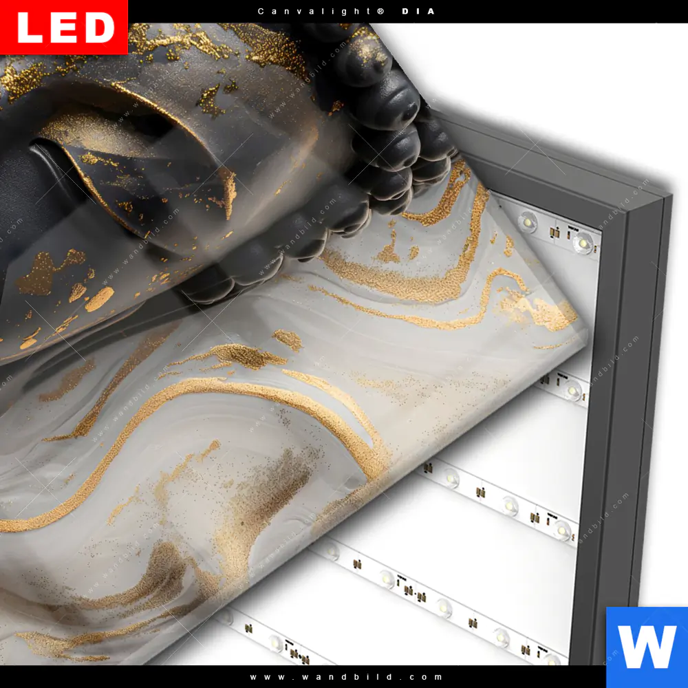 Wechselmotiv Acrylglas Canvalight® DIA | Goldener Buddha Fluid Art | Quadrat - Image 3