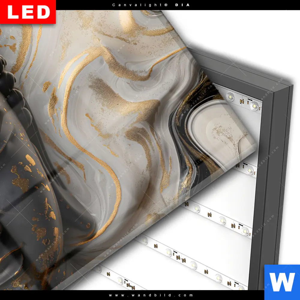 Wechselmotiv Acrylglas Canvalight® DIA | Goldener Buddha Fluid Art | Querformat - Image 3