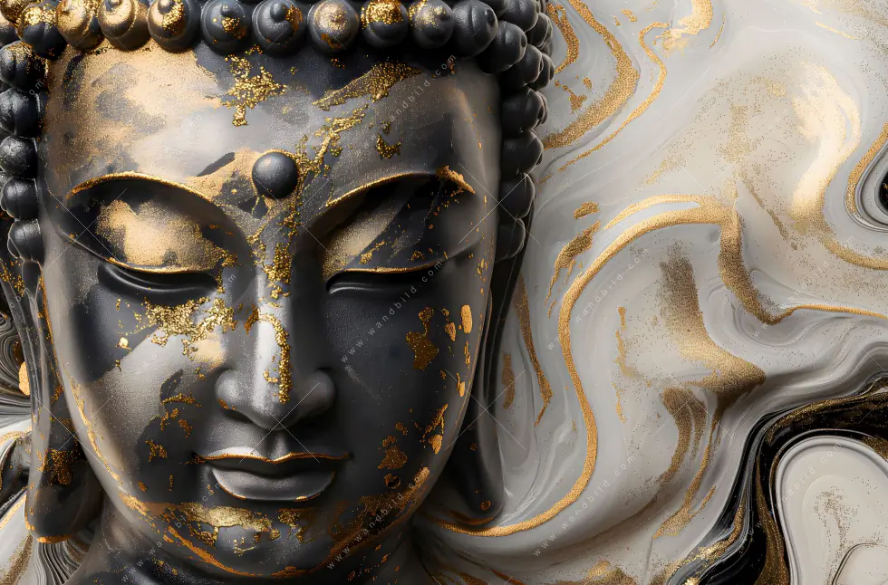 Wechselmotiv Acrylglas Canvalight® DIA | Goldener Buddha Fluid Art | Querformat - Image 5