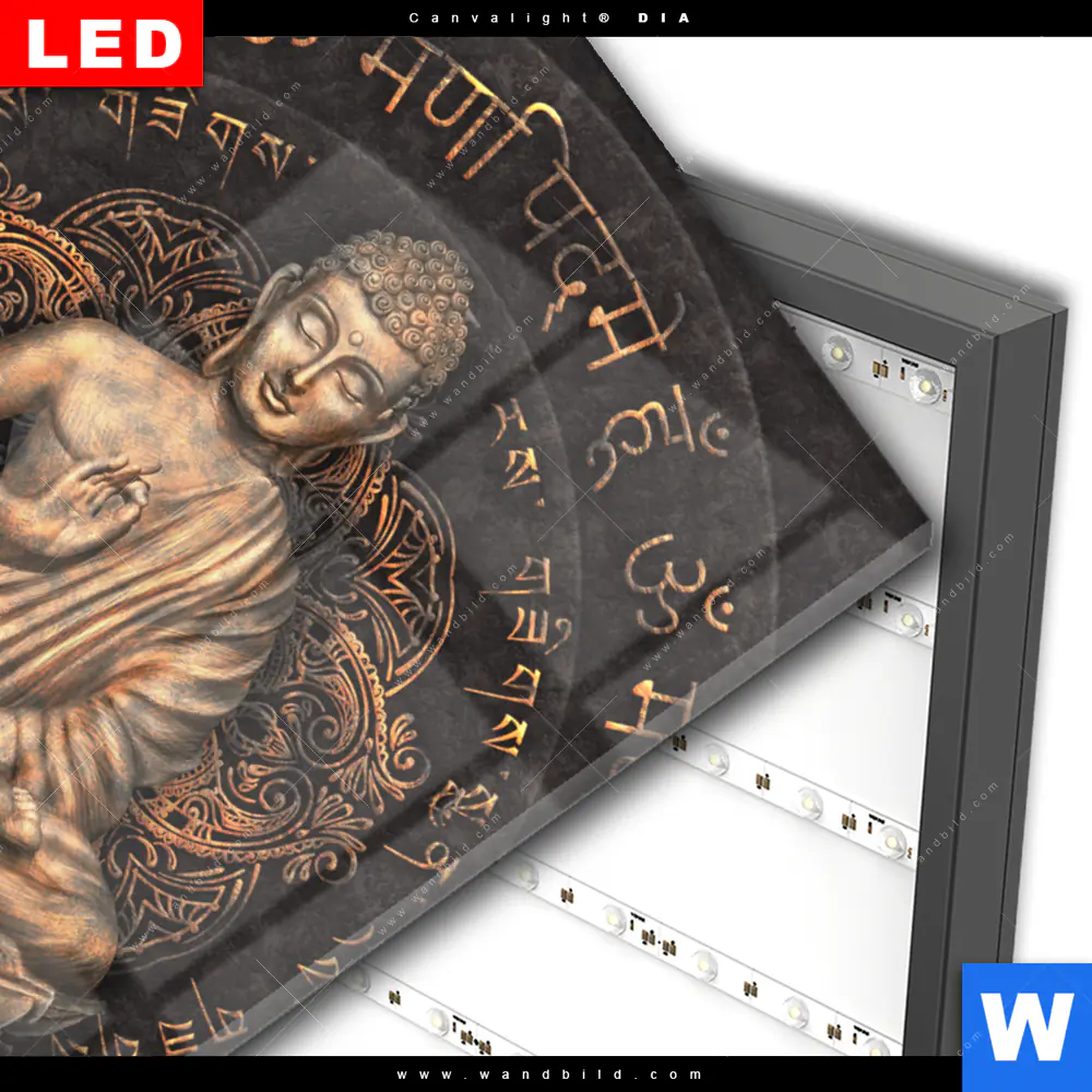 Wechselmotiv Acrylglas Canvalight® DIA | Goldener Buddha No.2 | Hochformat - Image 3
