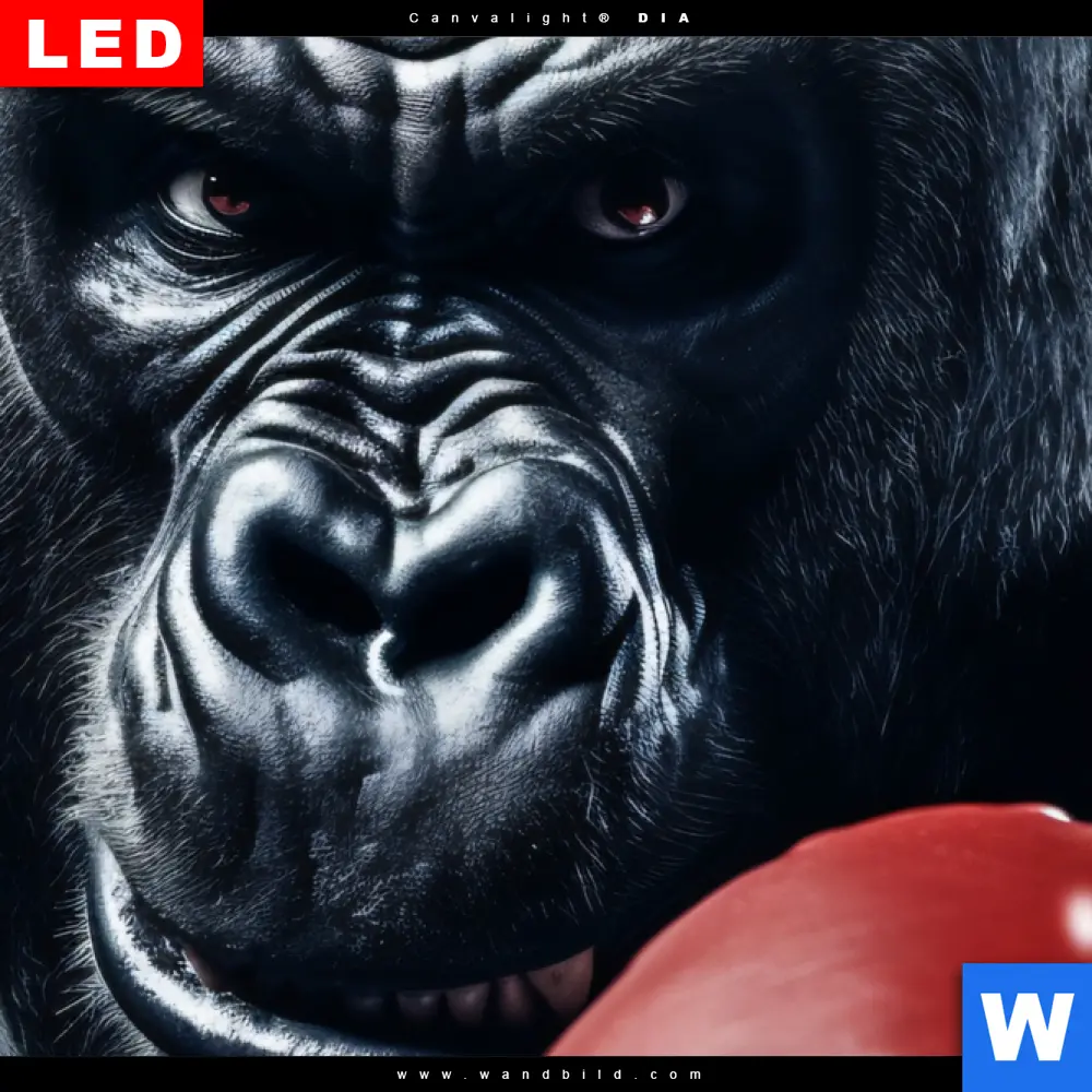 Wechselmotiv Acrylglas Canvalight® DIA | Gorilla mit roten Boxhandschuhen | Panorama - Image 4