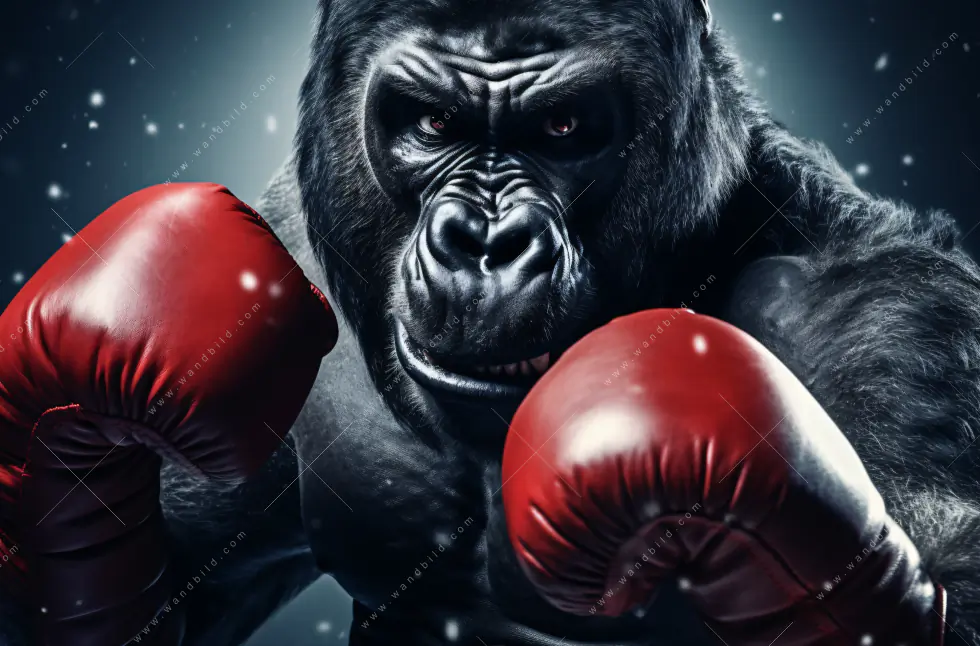 Wechselmotiv Acrylglas Canvalight® DIA | Gorilla mit roten Boxhandschuhen | Panorama - Image 5
