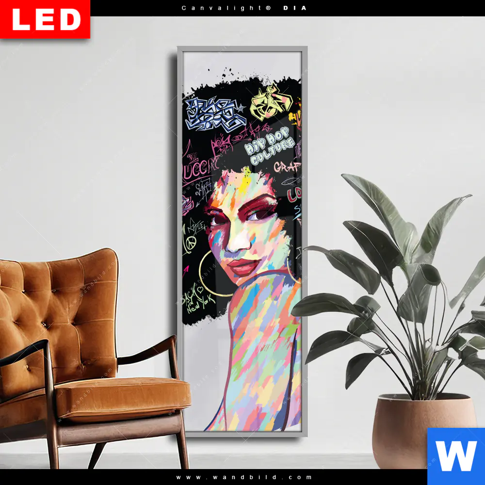Wechselmotiv Acrylglas Canvalight® DIA | Graffiti Afro No.1 | Schmal