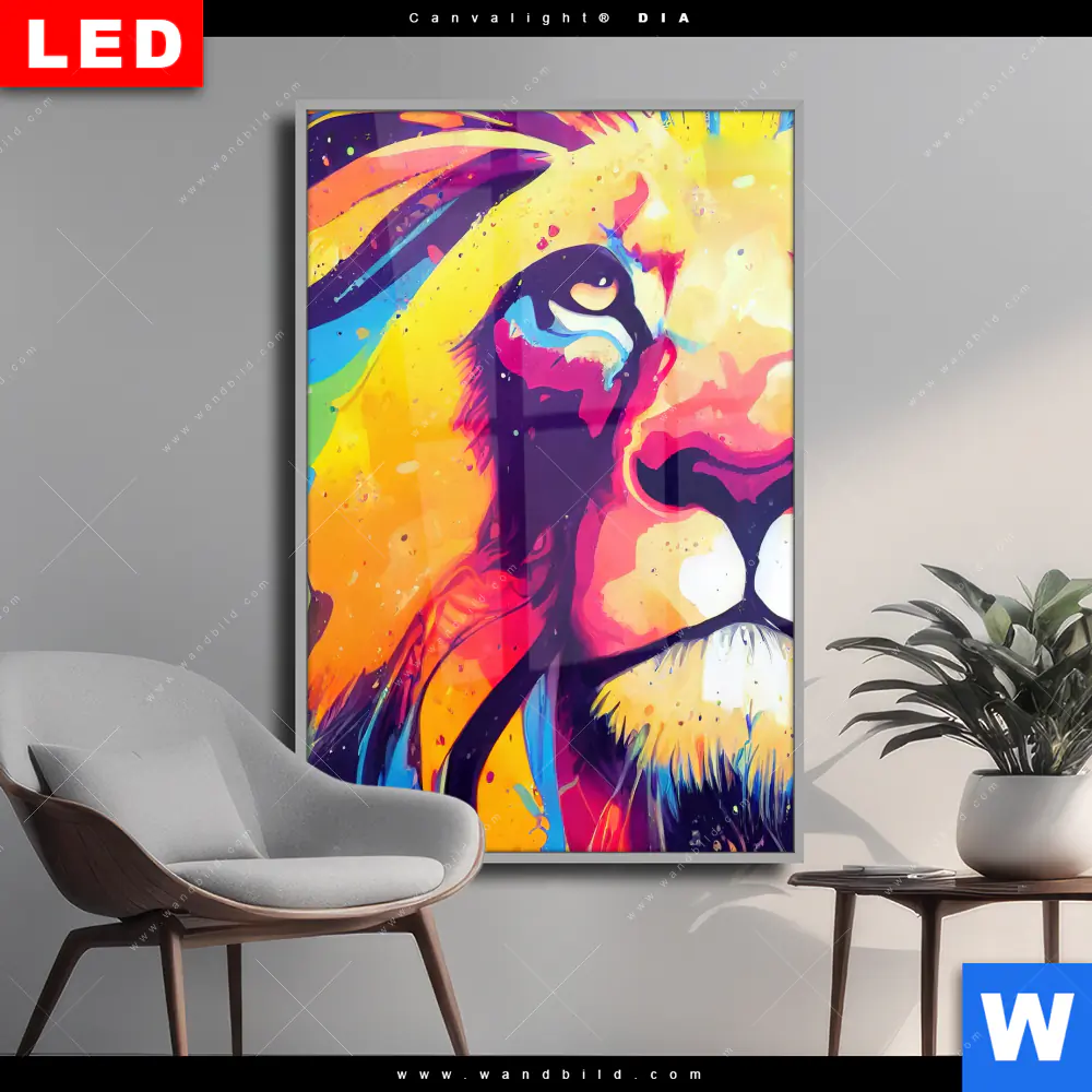 Wechselmotiv Acrylglas Canvalight® DIA | Graffiti Löwe | Hochformat