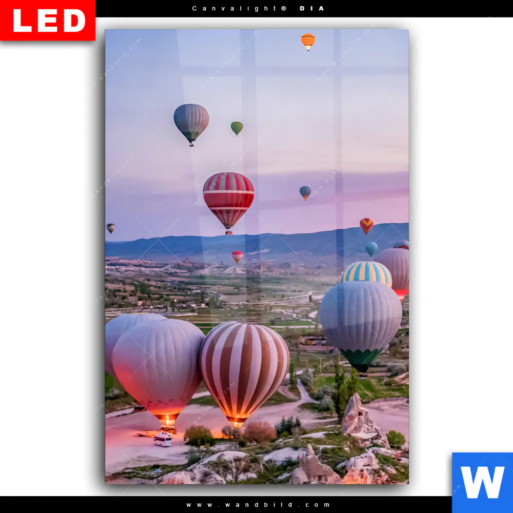 Wechselmotiv Acrylglas Canvalight® DIA | Heißluftballons im Sonnenuntergang | Hochformat - Image 2