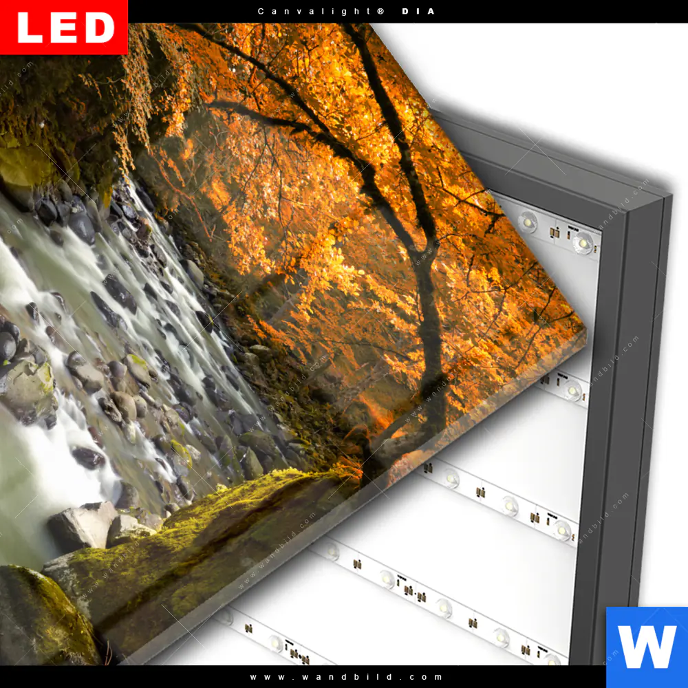 Wechselmotiv Acrylglas Canvalight® DIA | Herbstlandschaft am Fluss | Quadrat - Image 3