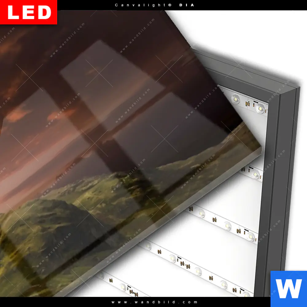 Wechselmotiv Acrylglas Canvalight® DIA | Hirsch in Gebirgslandschaft | Panorama - Image 3