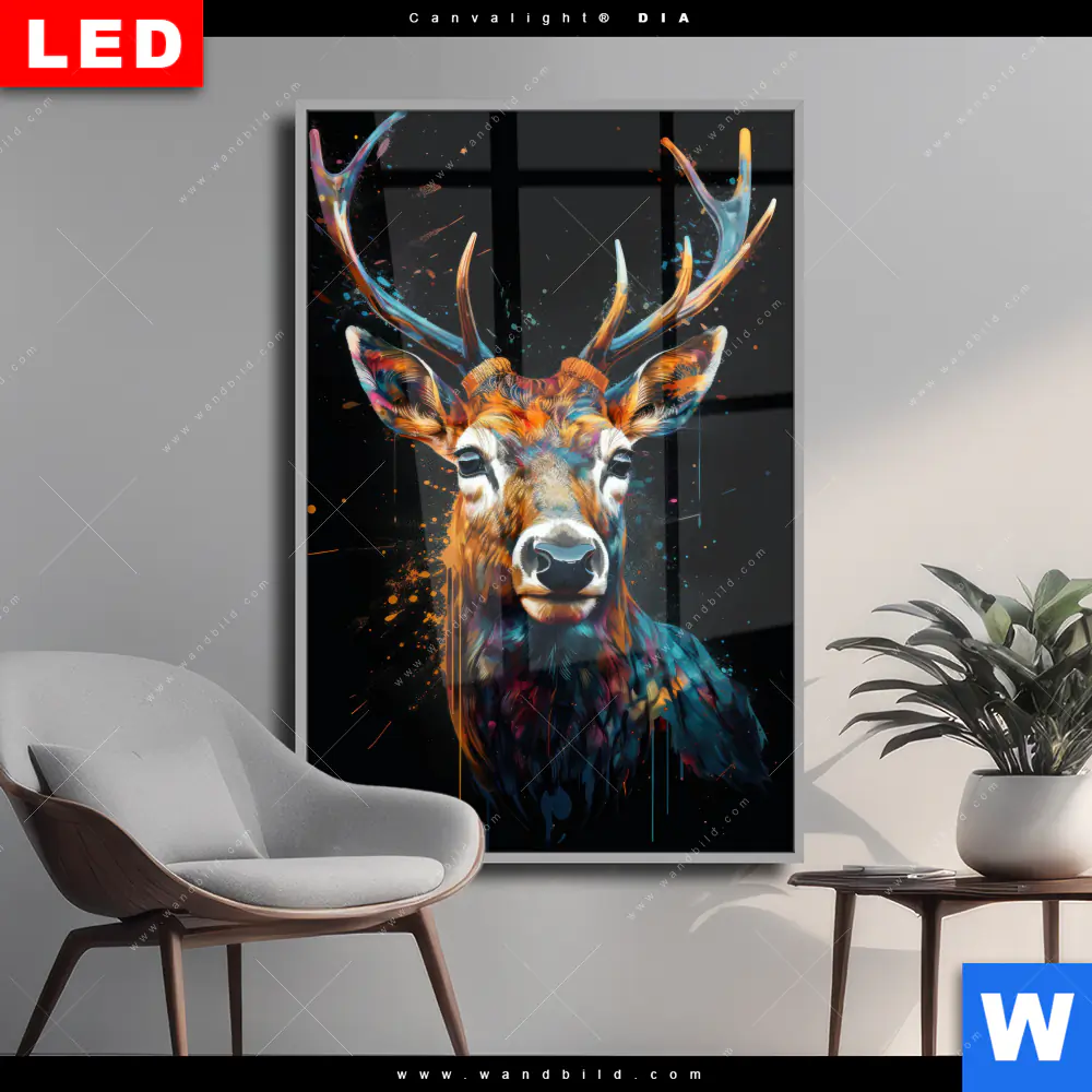 Wechselmotiv Acrylglas Canvalight® DIA | Hirsch-Kopf | Hochformat