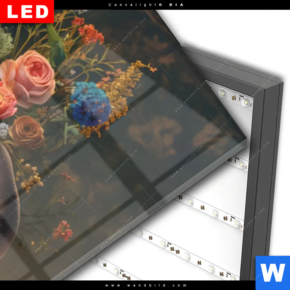 Wechselmotiv Acrylglas Canvalight® DIA | Hirsch mit floralem Geweih | Panorama - Image 3