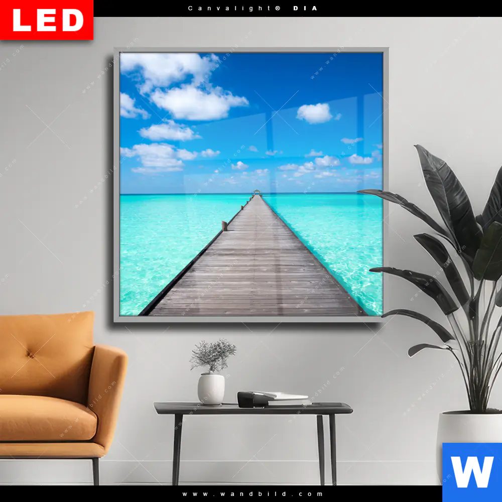 Wechselmotiv Acrylglas Canvalight® DIA | Hölzernes Pier | Quadrat