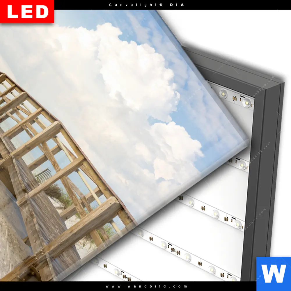 Wechselmotiv Acrylglas Canvalight® DIA | Holzsteg & Dünen | Quadrat - Image 3