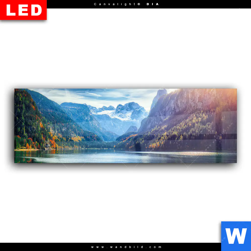 Wechselmotiv Acrylglas Canvalight® DIA | Idyllischer Bergsee im Gebirge | Panorama - Image 2