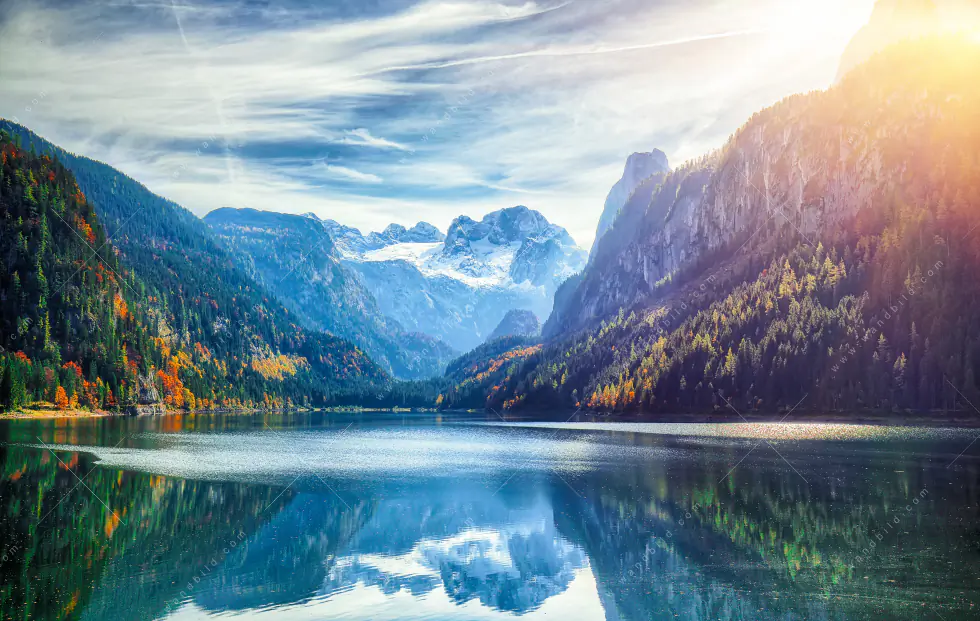 Wechselmotiv Acrylglas Canvalight® DIA | Idyllischer Bergsee im Gebirge | Querformat - Image 5