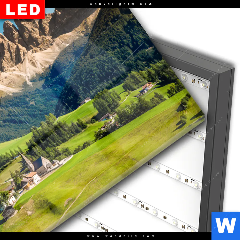Wechselmotiv Acrylglas Canvalight® DIA | Idyllisches Dorf in den Bergen | Querformat - Image 3
