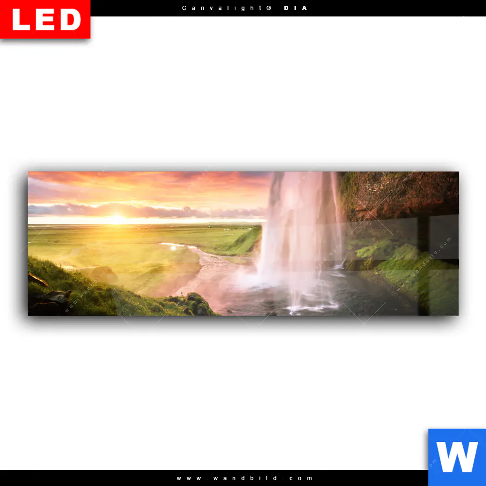 Wechselmotiv Acrylglas Canvalight® DIA | Isländischer Wasserfall | Panorama - Image 2