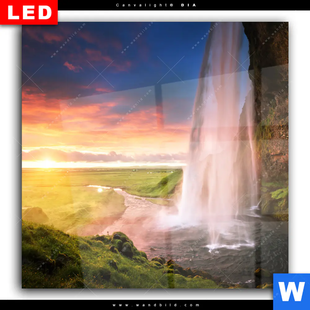 Wechselmotiv Acrylglas Canvalight® DIA | Isländischer Wasserfall | Quadrat - Image 2