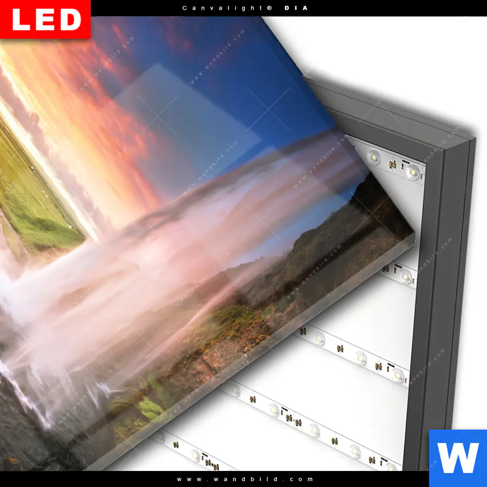 Wechselmotiv Acrylglas Canvalight® DIA | Isländischer Wasserfall | Quadrat - Image 3