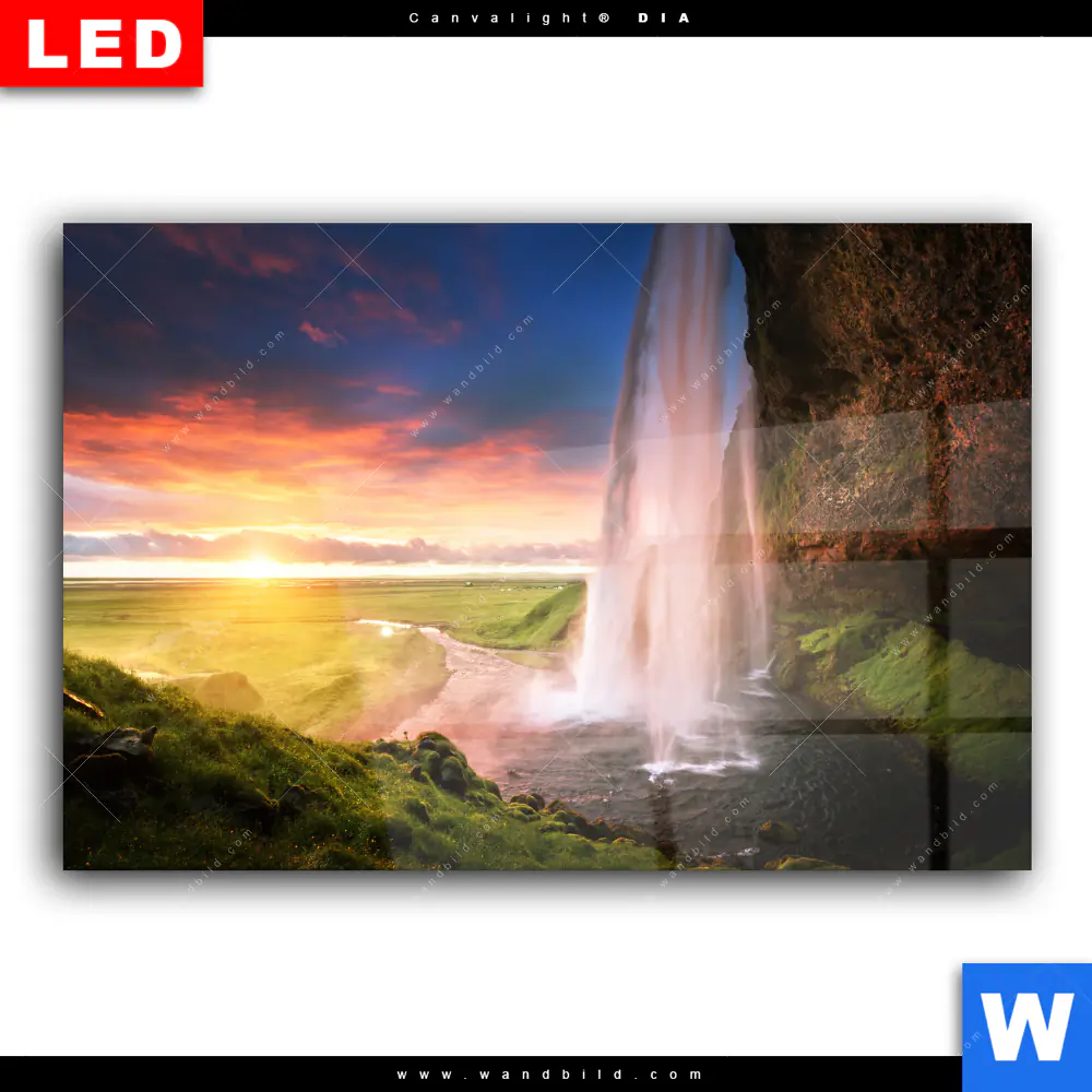 Wechselmotiv Acrylglas Canvalight® DIA | Isländischer Wasserfall | Querformat - Image 2
