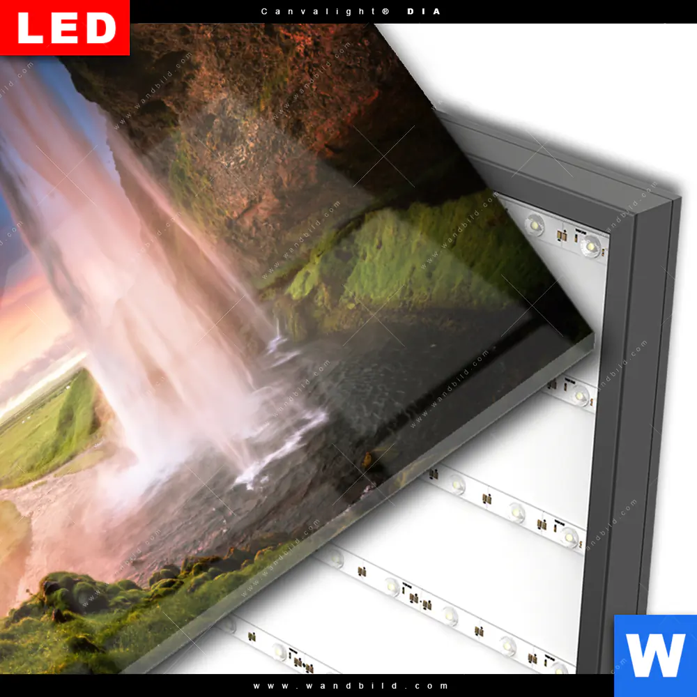 Wechselmotiv Acrylglas Canvalight® DIA | Isländischer Wasserfall | Querformat - Image 3