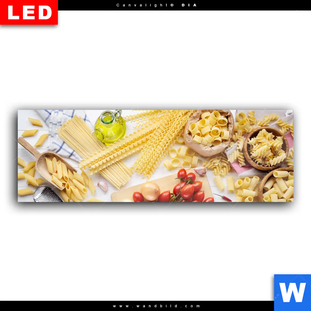 Wechselmotiv Acrylglas Canvalight® DIA | Italienische Pasta Vielfalt | Panorama - Image 2