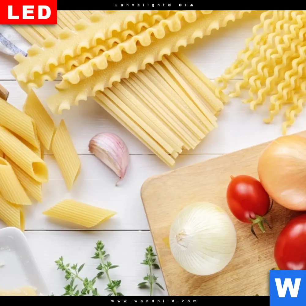 Wechselmotiv Acrylglas Canvalight® DIA | Italienische Pasta Vielfalt | Panorama - Image 4