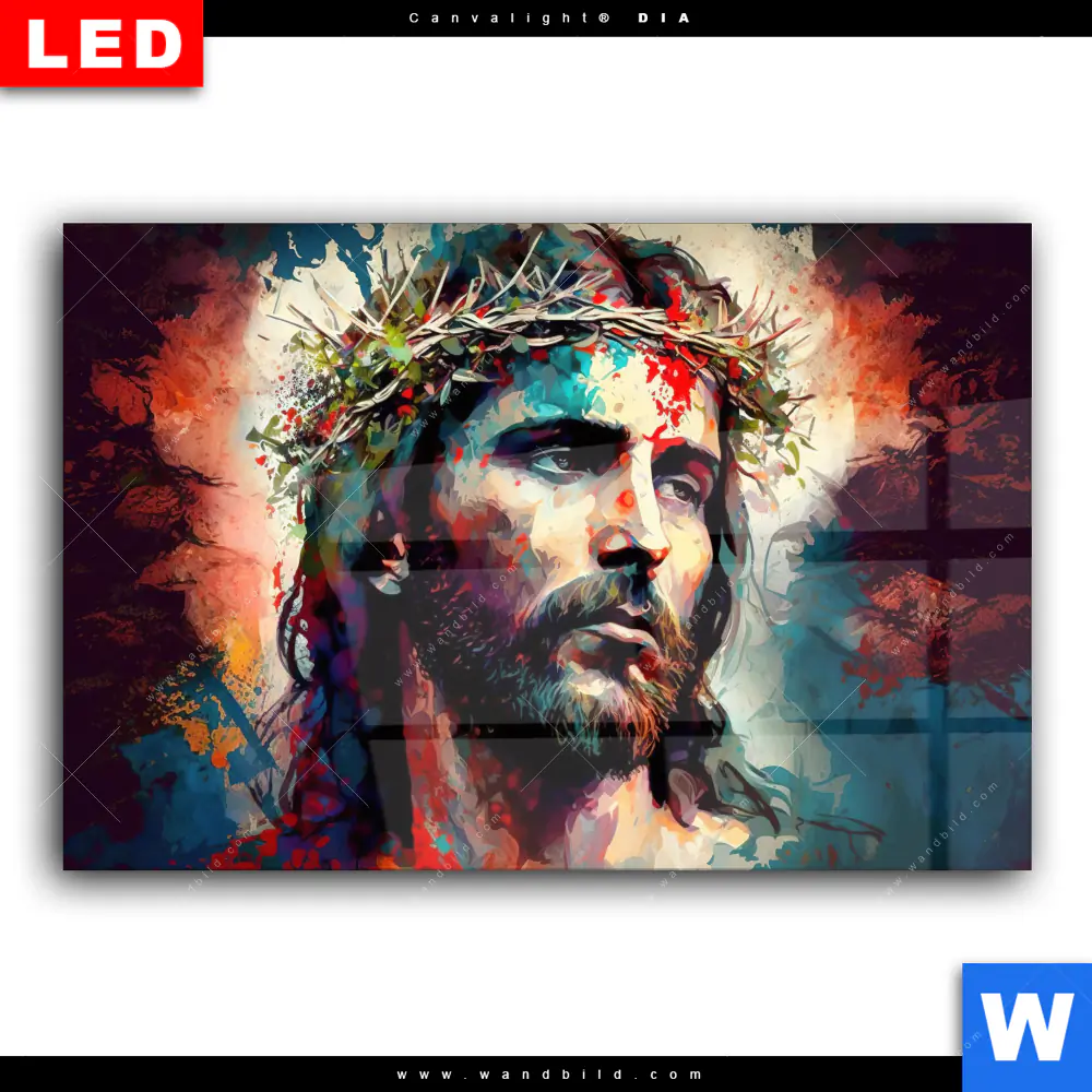 Wechselmotiv Acrylglas Canvalight® DIA | Jesus Christus mit Dornenkrone | Querformat - Image 2