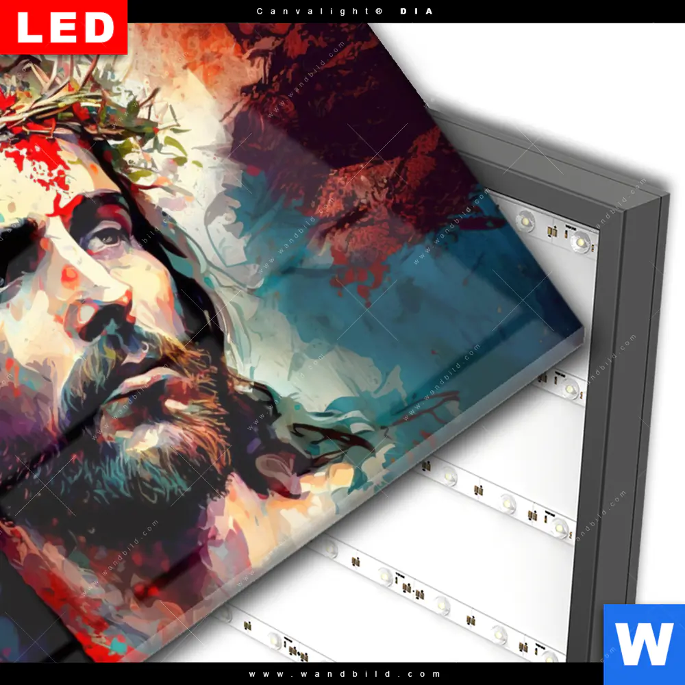 Wechselmotiv Acrylglas Canvalight® DIA | Jesus Christus mit Dornenkrone | Querformat - Image 3