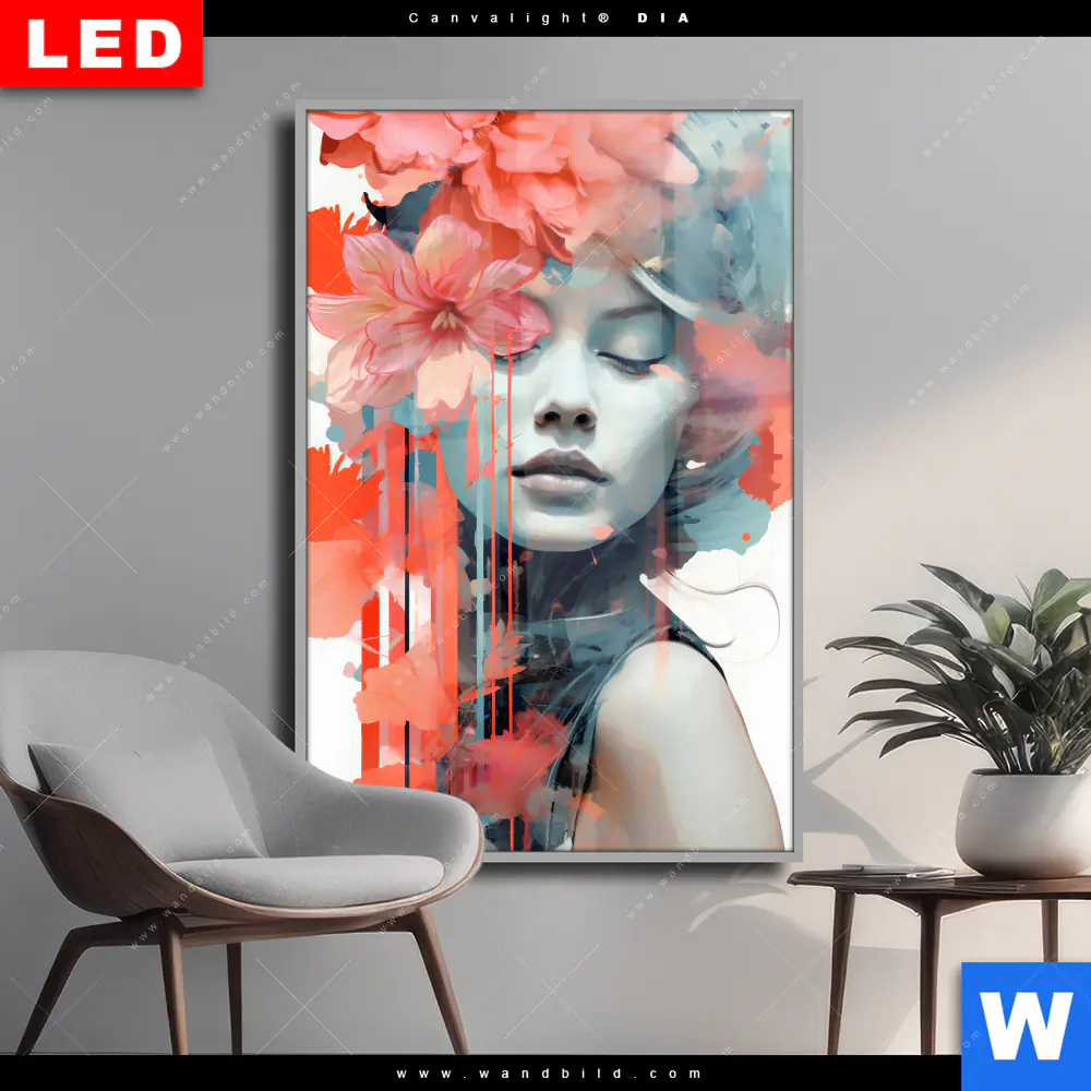 Wechselmotiv Acrylglas Canvalight® DIA | Jolanda - Frau mit Blumen im Haar | Hochformat