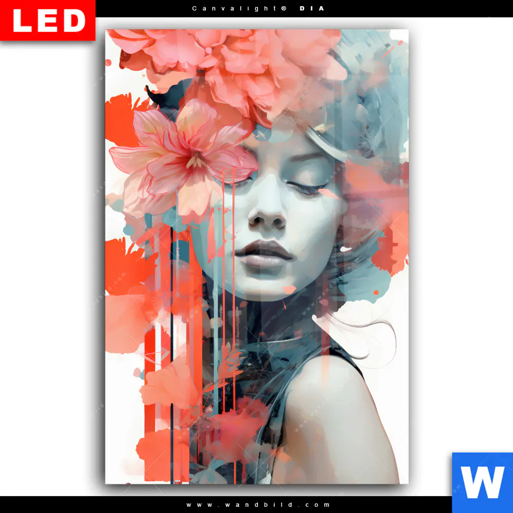 Wechselmotiv Acrylglas Canvalight® DIA | Jolanda - Frau mit Blumen im Haar | Hochformat - Image 2