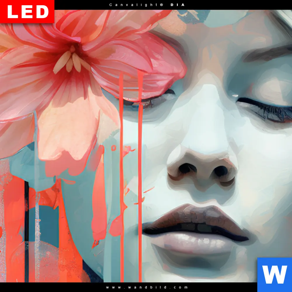 Wechselmotiv Acrylglas Canvalight® DIA | Jolanda - Frau mit Blumen im Haar | Hochformat - Image 4