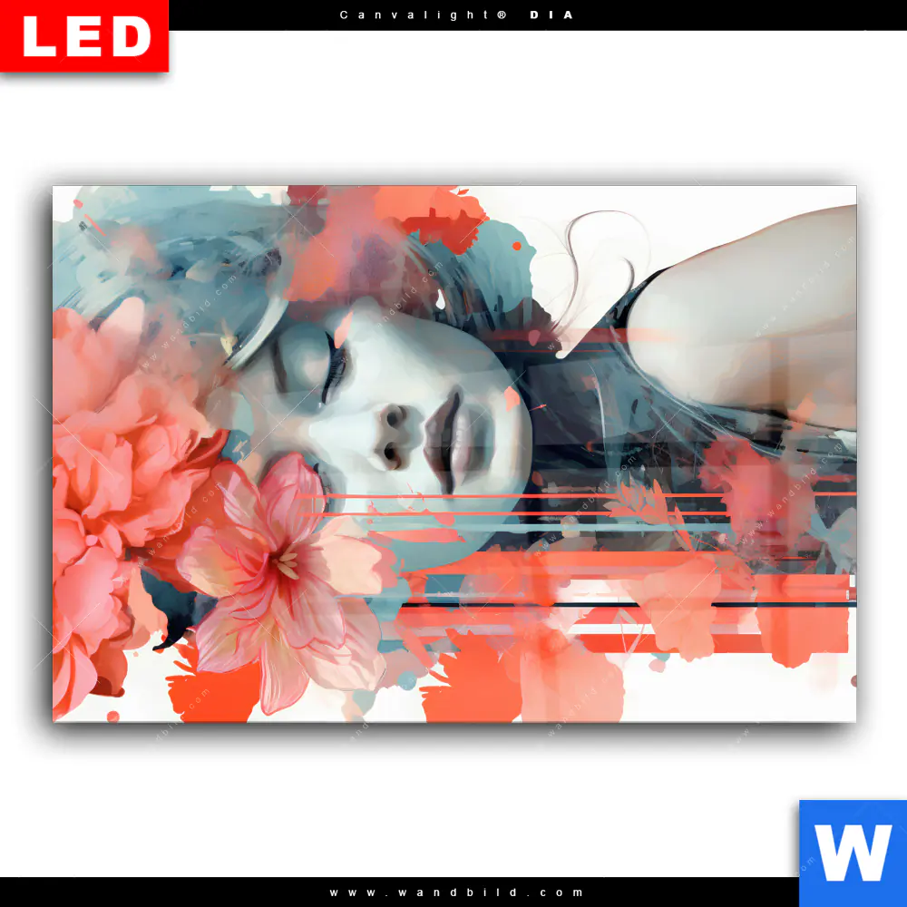 Wechselmotiv Acrylglas Canvalight® DIA | Jolanda - Frau mit Blumen im Haar | Querformat - Image 2