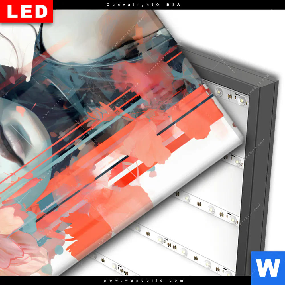 Wechselmotiv Acrylglas Canvalight® DIA | Jolanda - Frau mit Blumen im Haar | Querformat - Image 3