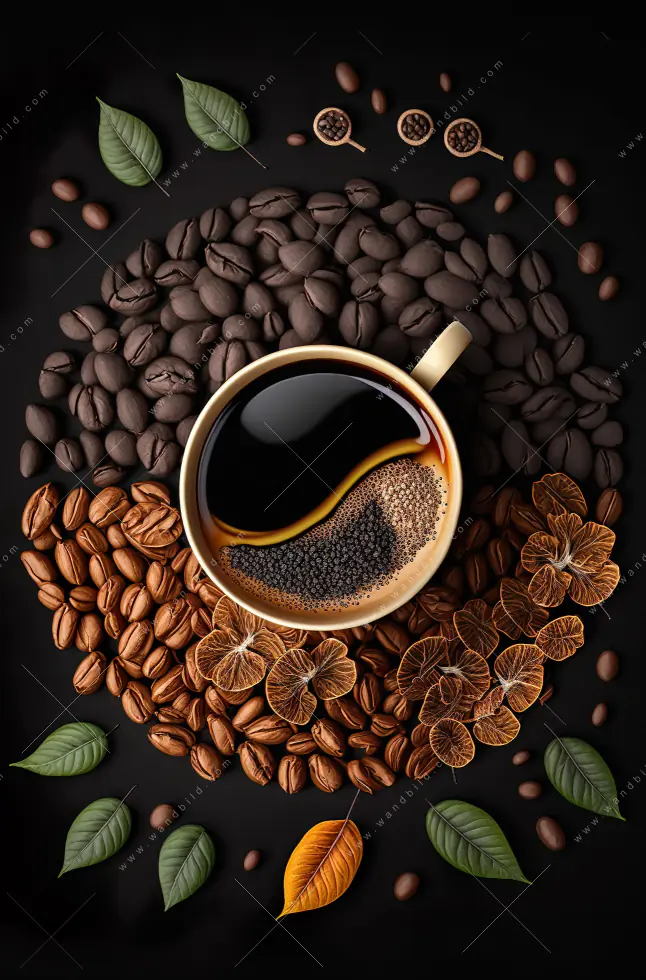 Wechselmotiv Acrylglas Canvalight® DIA | Kaffee mit Blattdekoration | Hochformat - Image 5
