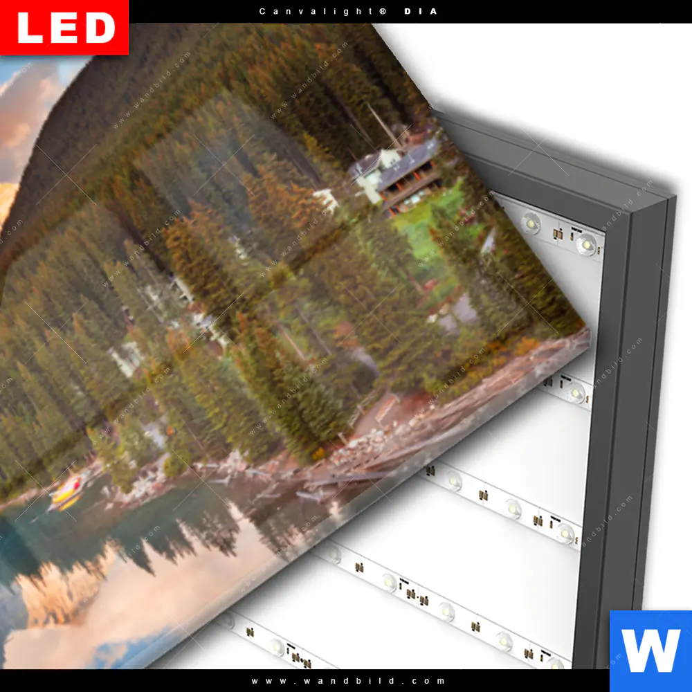 Wechselmotiv Acrylglas Canvalight® DIA | Kanadischer Bergsee | Panorama - Image 3