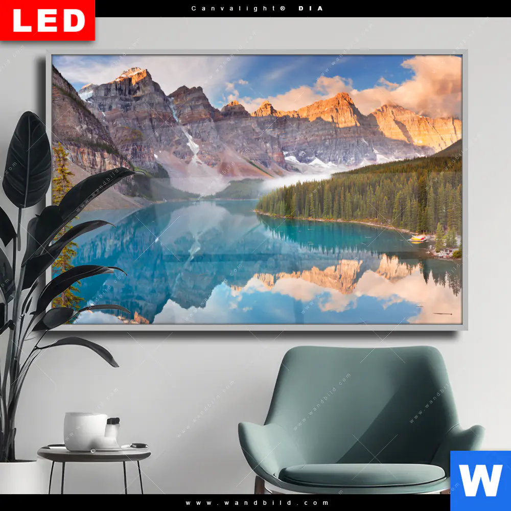 Wechselmotiv Acrylglas Canvalight® DIA | Kanadischer Bergsee | Querformat