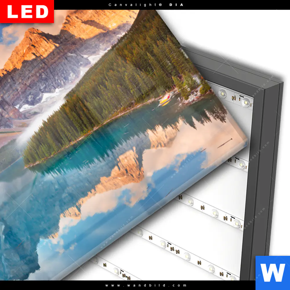 Wechselmotiv Acrylglas Canvalight® DIA | Kanadischer Bergsee | Querformat - Image 3